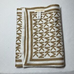 Michael Kors Brown and White Geometric Scarf. 64”.